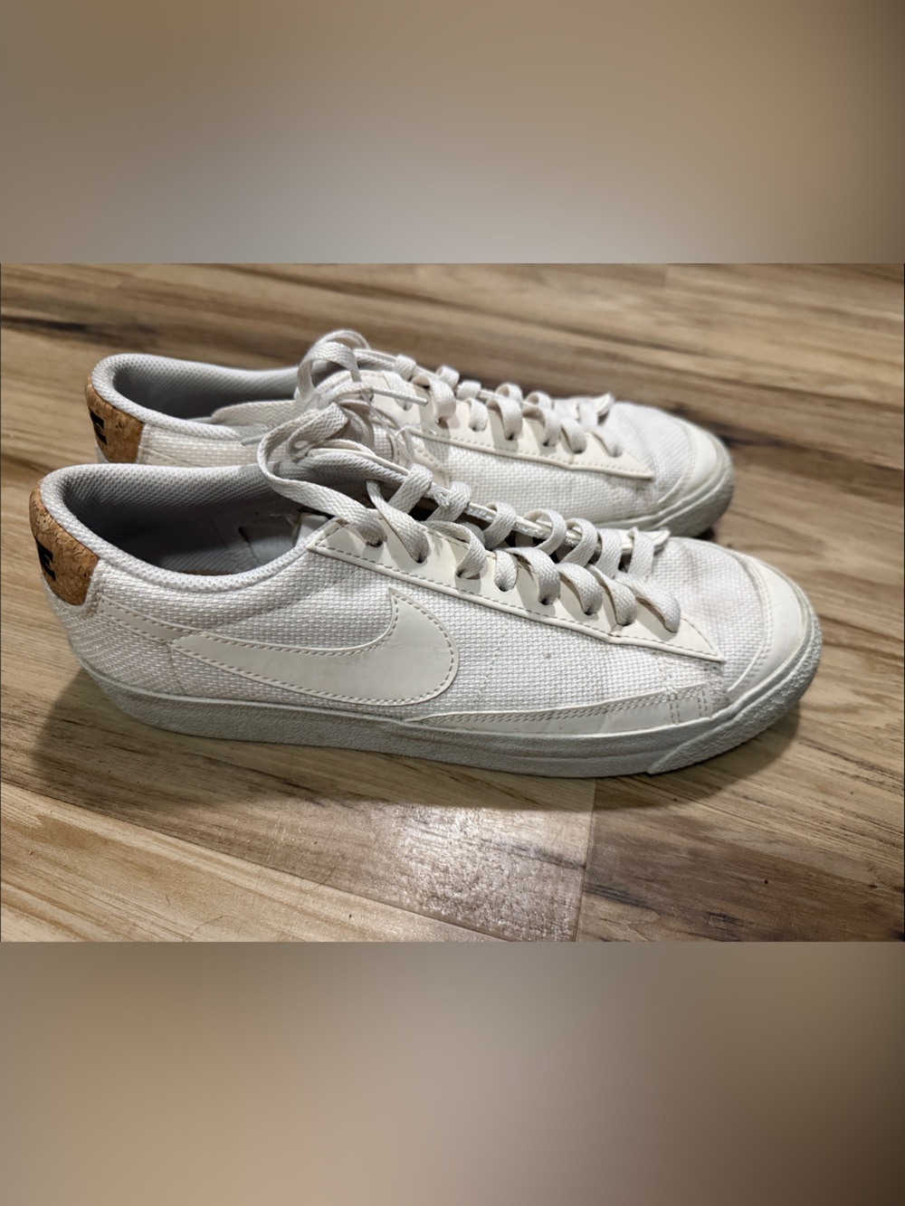 Nike Off-White Canvas Low-Top Sneakers with Cork Heel Tab